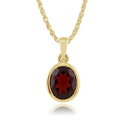 【送料無料】ネックレス　イエローゴールドチェーンガーネットペンダント9ct yellow gold garnet classic oval pendant on chain