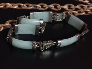 【送料無料】ネックレス　セージグリーンヒスイブレスレットsterling silver chinese sage green jade ..