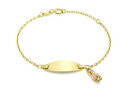 楽天hokushin【送料無料】ネックレス　イエローゴールドエナメルブレスレット9ct yellow gold childrens enamel girl charm id bracelet 14cm55