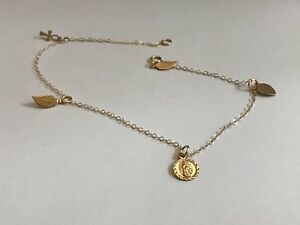 【送料無料】ネックレス　イエローゴールドブレスレットインチ14k yellow gold anklet bracelet w dangling charms overall length 10 inch