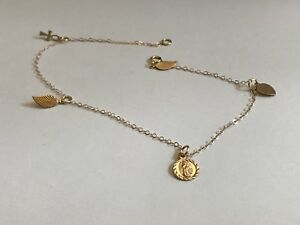 【送料無料】ネックレス イエローゴールドブレスレットインチ14k yellow gold anklet bracelet w dangling charms overall length 10 inch