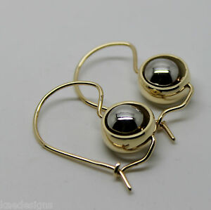 【送料無料】ネックレス　ktホワイトイエローゴールドベルチャーボールドロップイヤリングgenuine 9ct 9kt white amp; yellow gold spi..