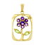 ̵ۥͥå쥹ɥ᥸ȥڥɥåȥեե졼ڥ14k yellow gold 43ct amethyst peridot flower w rectangular frame charm pendant