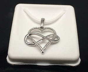 ネックレス　kホワイトゴールドレディースハートペンダント14k white gold ladies uniquely designed infinity heart pendant,charm