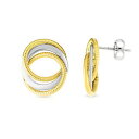 【送料無料】ネックレス イエローホワイトゴールドラウンドリンクスタッドイヤリング14k yellow and white gold round interconnected link stud earrings(4)