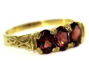 yzlbNX@9ctS[hTCYm12P612charming garnet trilogy 9ct yellow gold ornate ring size m 12 ~ 6 12