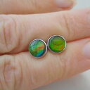 【送料無料】ネックレス ベゼルスタッドイヤリングセット300ct aa ammolite bezel set stud earrings