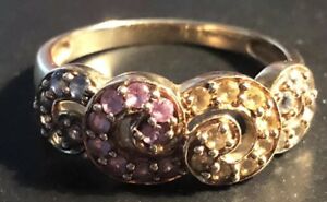 【送料無料】ネックレス　ゴールドマルチドレスリングサイズグアテマラbeautiful 9ct gold multi gem dress ring , size s,360g gt