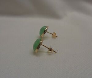 【送料無料】ネックレス　イエローゴールドヒスイスタッドイヤリング×グラムfine jade stud earrings in 14ct yellow gold 11mm x 9mm 16 grams