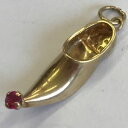 【送料無料】ネックレス ビンテージソリッドイエローゴールドスリッパルビーセットvintage solid 18ct yellow gold slipper shoe ruby set charm 07cm x 27cm|詳細画像