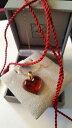 【送料無料】ネックレス ラリッククリスタルハートゴールドチェーンシルクコードlalique crystal red heart 9ct gold chain and silk cord stunning