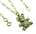 【送料無料】ネックレス レディースレディースゴールドテディベアペンダントベルチャーチェーンセットladieswomens 9ct gold teddy bear pendant set with cz stones on a belcher chain