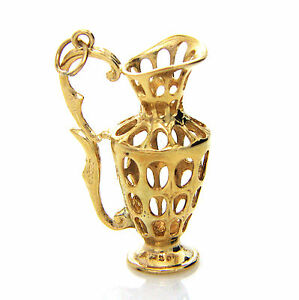 【送料無料】ネックレス　ヴィンテージイエローゴールドvintage uk hallmarked 9ct 9k heavy yellow gold fancy jug pitcher ewer charm 1975