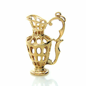 【送料無料】ネックレス　ヴィンテージイエローゴールドvintage uk hallmarked 9ct 9k heavy yellow gold fancy jug pitcher ewer charm 1975