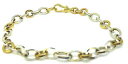 【送料無料】ネックレス イエローホワイトゴールドリンクブレスレット9ct yellow and white gold oval and circle link bracelet(4)