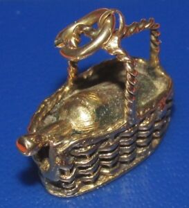 【送料無料】ネックレス　ヴィンテージイエローバスケットワインボトルゴールドvintage 9ct yellow gold bottle of wine in a basket charm