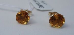 14k yellow gold stud earrings w 4 cts genuine yellow natural topazイエローゴールドスタッドイヤリングトパーズ※注意※NYからの配送になりますので2週間前後お時間をいただきます...