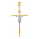 【送料無料】ネックレス ゴールドペンダント14k twotone gold solid polished casted hollow crucifix pend...