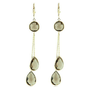 【送料無料】ネックレス　イエローゴールドスモーキートパーズイヤリング14k yellow gold dangle gemst..