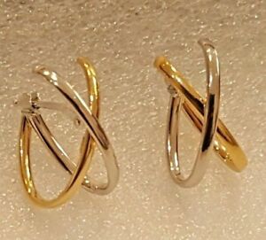 【送料無料】ネックレス　イエローホワイトゴールドフープイヤリングクリスマス18ct yellow amp; white gold creole hoop twist earrings 175g wife xmas gift 18k