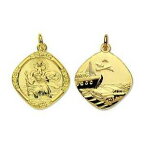 【送料無料】ネックレス　9ctクリストフォロスペンダント9ct gold medium reversible saint christopher pendant