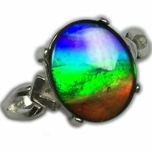 ネックレス　リングスターリングシルバーgenuine ammolite ring 925 sterling silver setting 12 x 10 mm jewelry s745 z