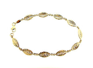 楽天hokushin【送料無料】ネックレス　イエローゴールドリーフデザインレディースブレスレット9ct hallmarked yellow gold leaf design 75 19cms ladies bracelet