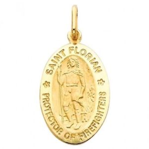 ネックレス　ktイエローゴールドフローリアンメダルチャームペンダント14kt yellow gold religious saint florian medal charm pendant