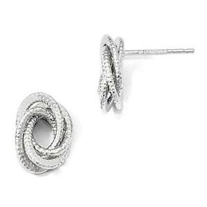 楽天hokushin【送料無料】ネックレス　14kホワイトゴールドケーブルポストイアリング14k solid white gold love knot cable design stud post earrings gift