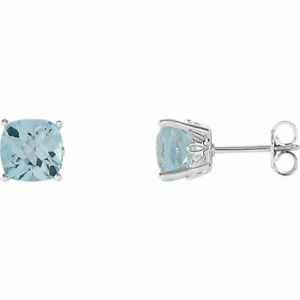 【送料無料】ネックレス 14kホワイトゴールドクッション4prong scroll settingトパーズイアリング14k white gold cushion polished 4prong scroll setting sky blue topaz earring