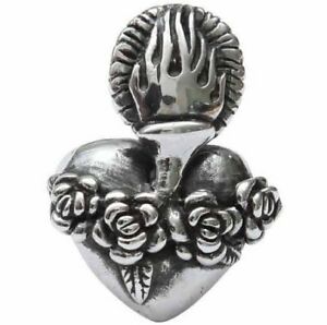 【送料無料】ネックレス バラリングhuge old school sacred heart roses fine sterling silver ring femme metale 925