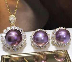 楽天hokushin【送料無料】ネックレス　エジソンパールkゴールドメッキペンダントイヤリングセットcertification natural edison purple pearl 18k gold plated pendant earrings set