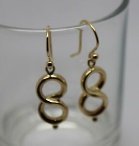 ネックレス　イエローゴールドスワールドロップフックイヤリングkaedesigns 9ct yellow gold swirl drop hook earrings