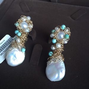 楽天hokushin【送料無料】ネックレス　バロックパールメッキイヤリングnatural baroque freshwater pearl 14k gold filled earring original works aaa