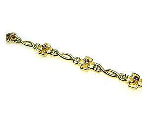 【送料無料】ネックレス ゴールドブレスレットガーネット9ct gold bracelet set with purple rhodanite garnet stones great value