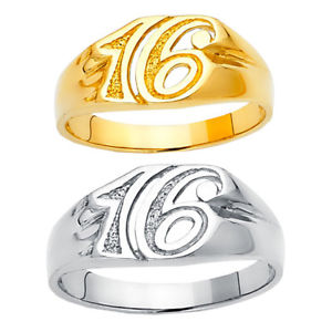 ネックレス　ソリッドイタリアンゴールドリング14k solid italian gold sweet sixteen 16th birthday ring diecisis oro anillo