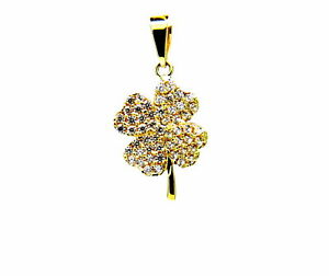 【送料無料】ネックレス　イエローペンダント18kt 7501000クローバczペンダントyellow gold pendant 18kt 7501000 clover cz pendant flower ladies