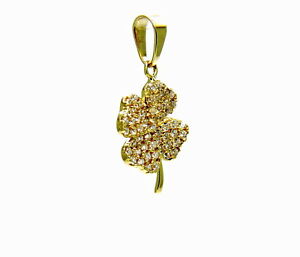 【送料無料】ネックレス　イエローペンダント18kt 7501000クローバczペンダントyellow gold pendant 18kt 7501000 clover cz pendant flower ladies