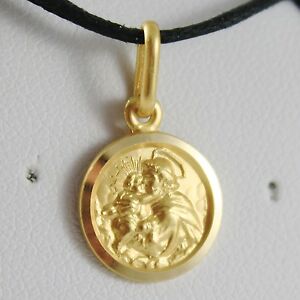 【送料無料】ネックレス　ペンダントメダルゴールドイエローサンアントニオパドヴァイタリアpendant medal gold yellow 750 18k, san antonio from padova 13 mm, made in italy