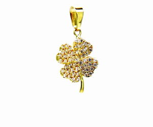 【送料無料】ネックレス　イエローペンダント18kt 7501000クローバczペンダントyellow gold pendant 18kt 7501000 clover cz pendant flower ladies