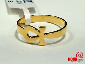 【送料無料】ネックレス　エジプトクロスキーリングサイズkイエローゴールドegyptian handmade ankh cr..