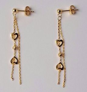 ̵ۥͥå쥹ɥϡȥ󥰥ɥåץեɥꥹޥ18ct yellow gold heart drop dangly earrings 185g ** girlfriend xmas gift 18k