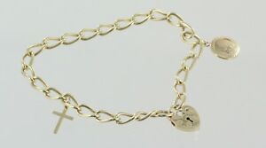 【送料無料】ネックレス イエローゴールドブレスレットセントクリストファークロス9ct yellow gold charm bracelet, st christopher and cross charm included