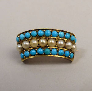 【送料無料】ネックレス　ビクトリアアンティークkゴールドターコイズスプリットパールブローチスカーフクリップvictorian antique 15k gold turquoise amp; split pearl broochscarf clip c188055g