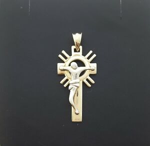 【送料無料】ネックレス イエローホワイトゴールドペンダントドルmiran 800229 9k twotone yellow and white gold crucifix pendant 30g rrp 399
