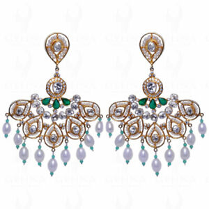 【送料無料】ネックレス　サファイアヒスイソリッドシルバーイヤリングsapphire amp; green jade studded earrings with pearls in 925 solid silver se041130