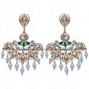 ネックレス　サファイアヒスイソリッドシルバーイヤリングsapphire amp; green jade studded earrings with pearls in 925 solid silver se041130