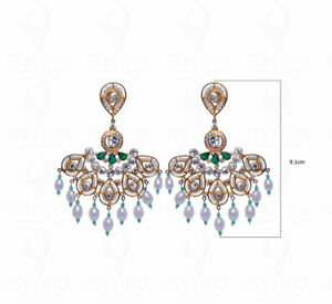 【送料無料】ネックレス　サファイアヒスイソリッドシルバーイヤリングsapphire amp; green jade studded earrings with pearls in 925 solid silver se041130