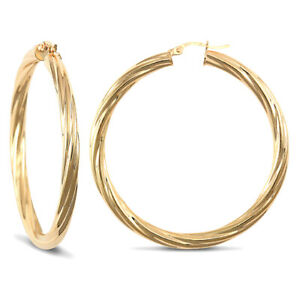 ̵ۥͥå쥹ǥɥĥȥաץladies 9ct gold twisted 4mm hoop earrings 47mm