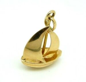 【送料無料】ネックレス　イタリアペンダントゴールドソリッドボートセーリングビンテージpendant gold..